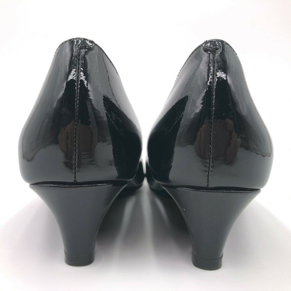 Cole Haan Patent Leather Peep Toe Wedge Pumps - Picture 7 of 8